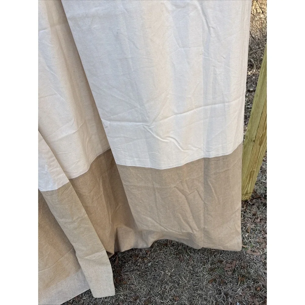Pottery Barn 55% Linen 45% Cotton Beige On Tan 50 X 96